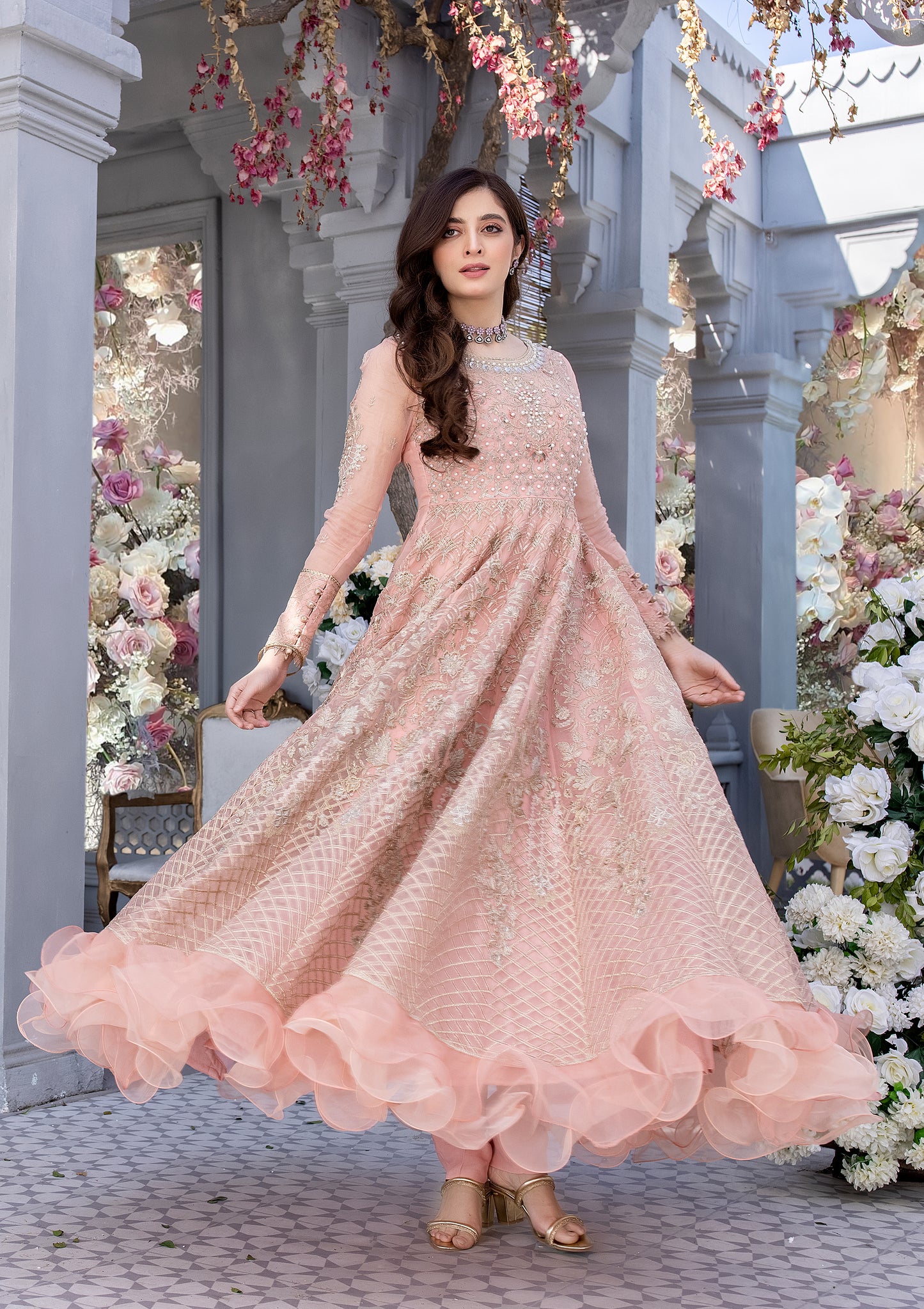 Amor Organza 2023 Handwork Embroidered Pink (Spirituality) Dress