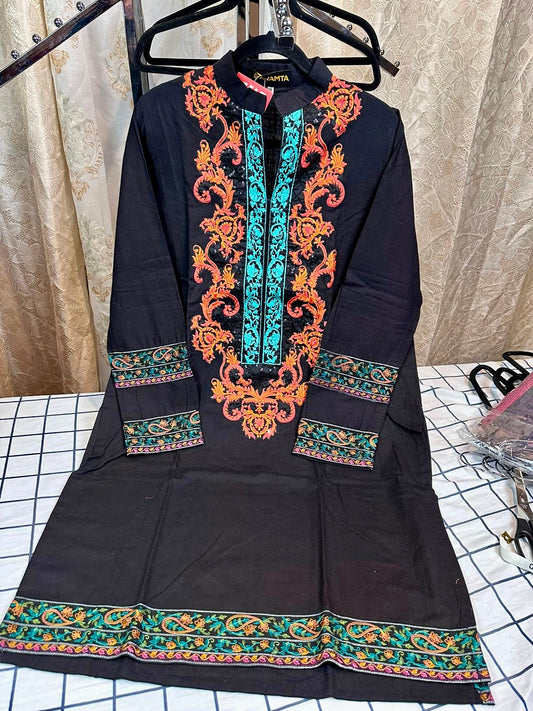 SQ017 Embroidered Khaddar Shirt (Top Only)