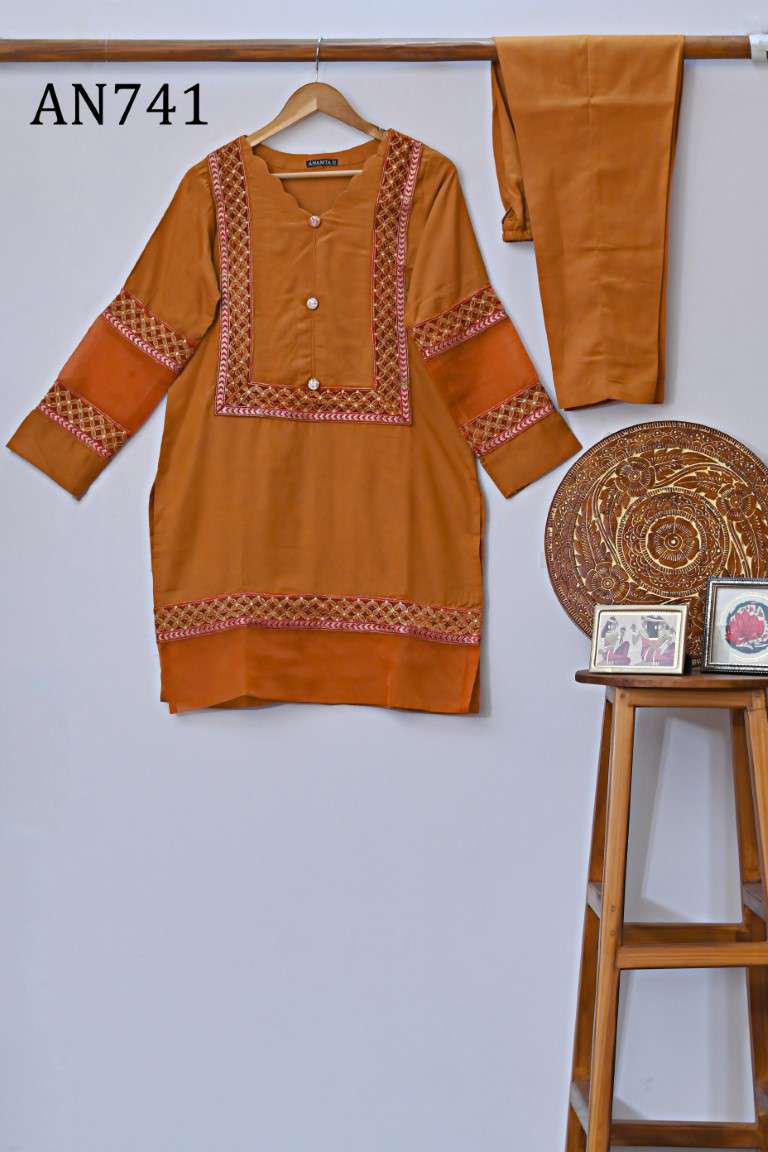 AN741 Embroidered Kraandi Shirt with Plane Kraandi Trouser.