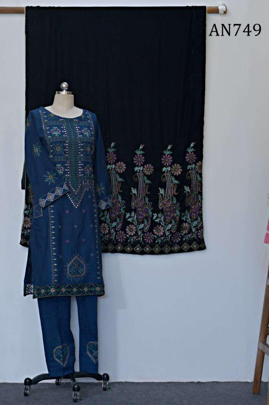 AN749 Embroidered Khaddar Shirt and Trouser.