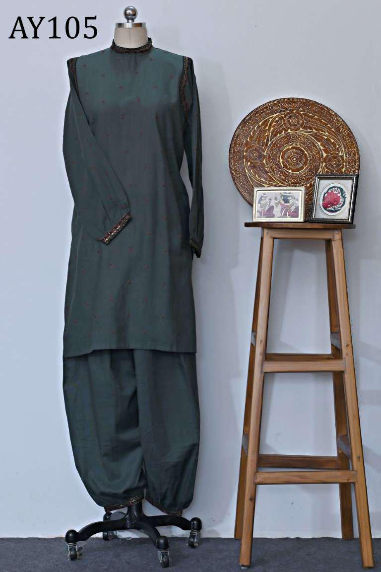 AY105 Embroidered Khaddar Shirt and Khaddar Trouser.