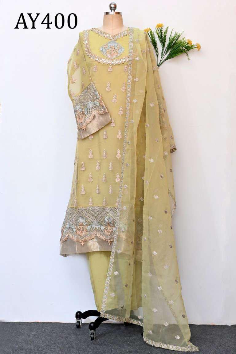 AY400 Embroidered Organza Shirt and Plane Raw Silk Trouser