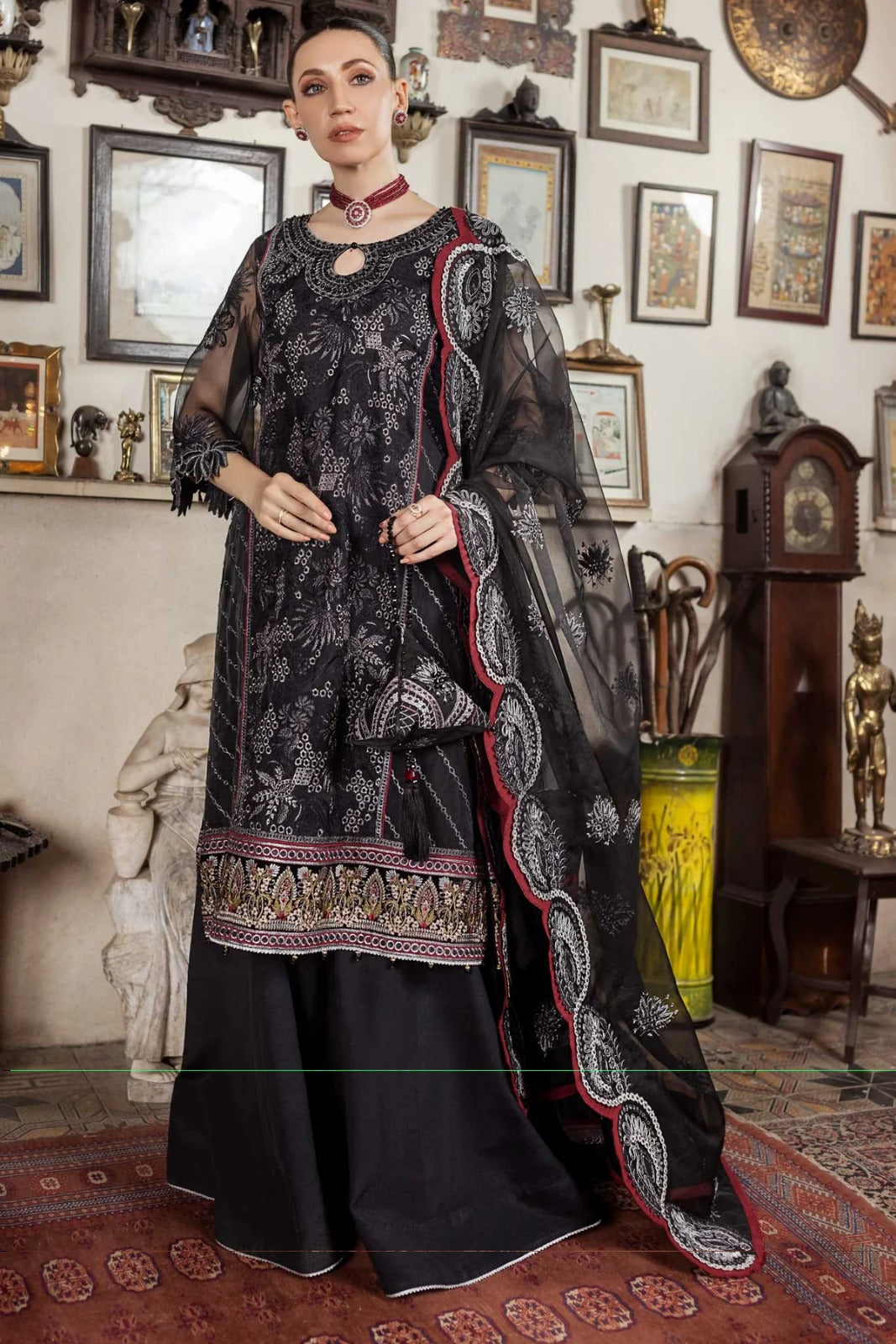 Aanchal D-04 Organza Handwork Wedding Series Black Dress