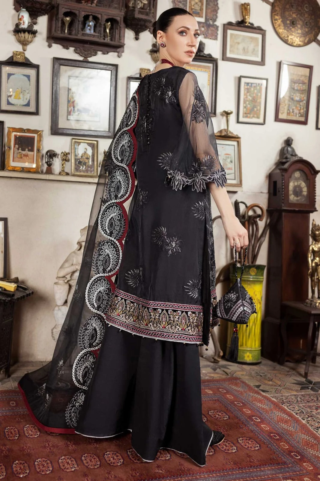 Aanchal D-04 Organza Handwork Wedding Series Black Dress