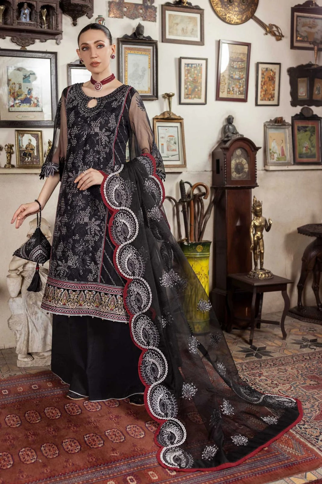 Aanchal D-04 Organza Handwork Wedding Series Black Dress