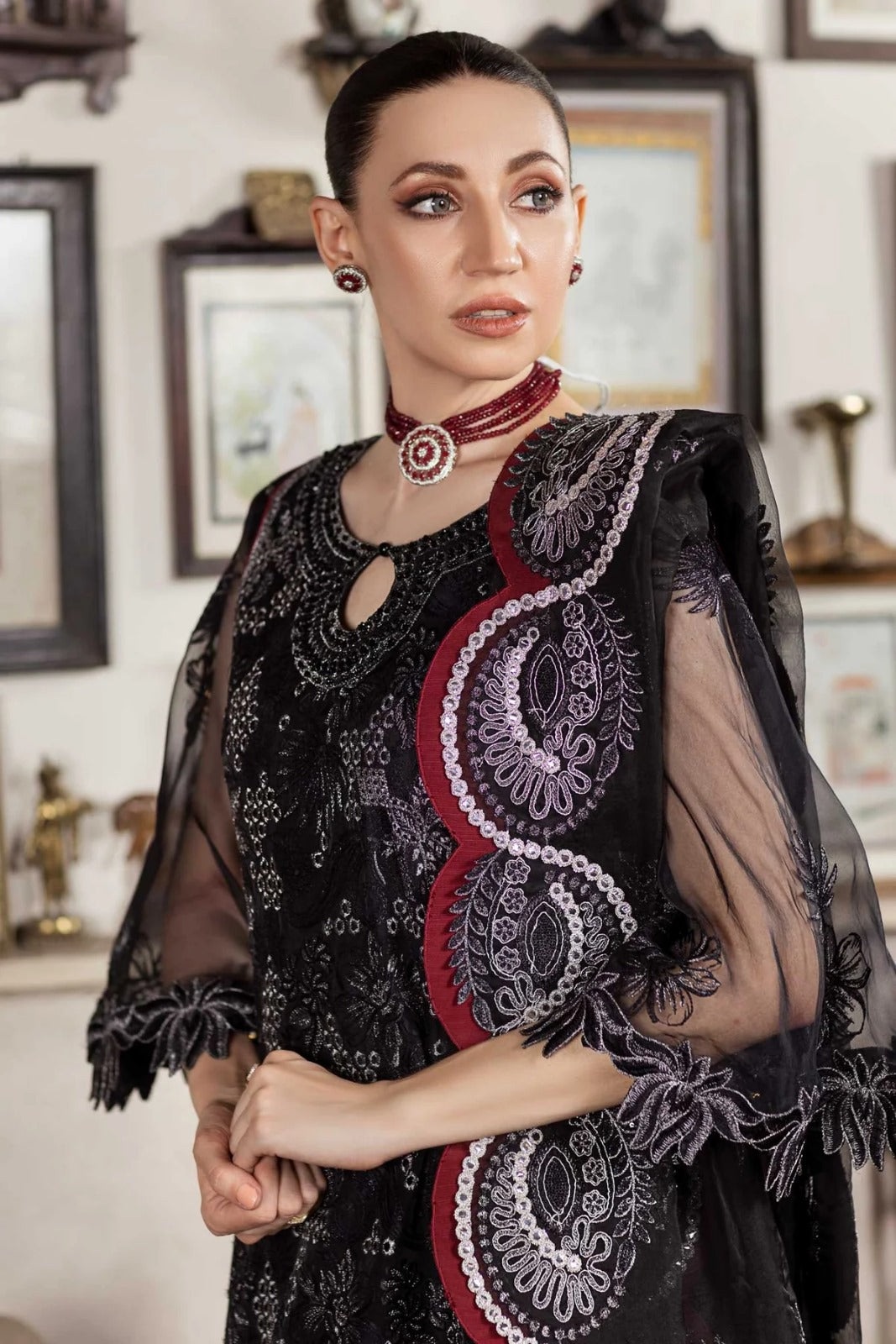 Aanchal D-04 Organza Handwork Wedding Series Black Dress