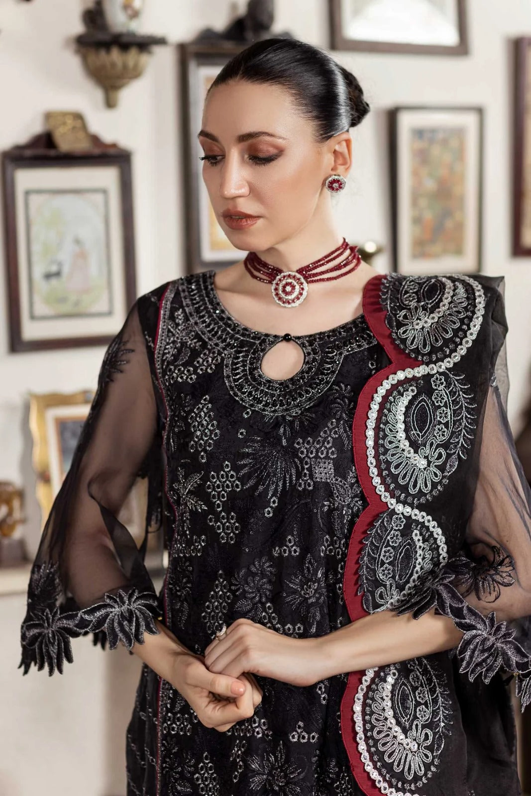 Aanchal D-04 Organza Handwork Wedding Series Black Dress