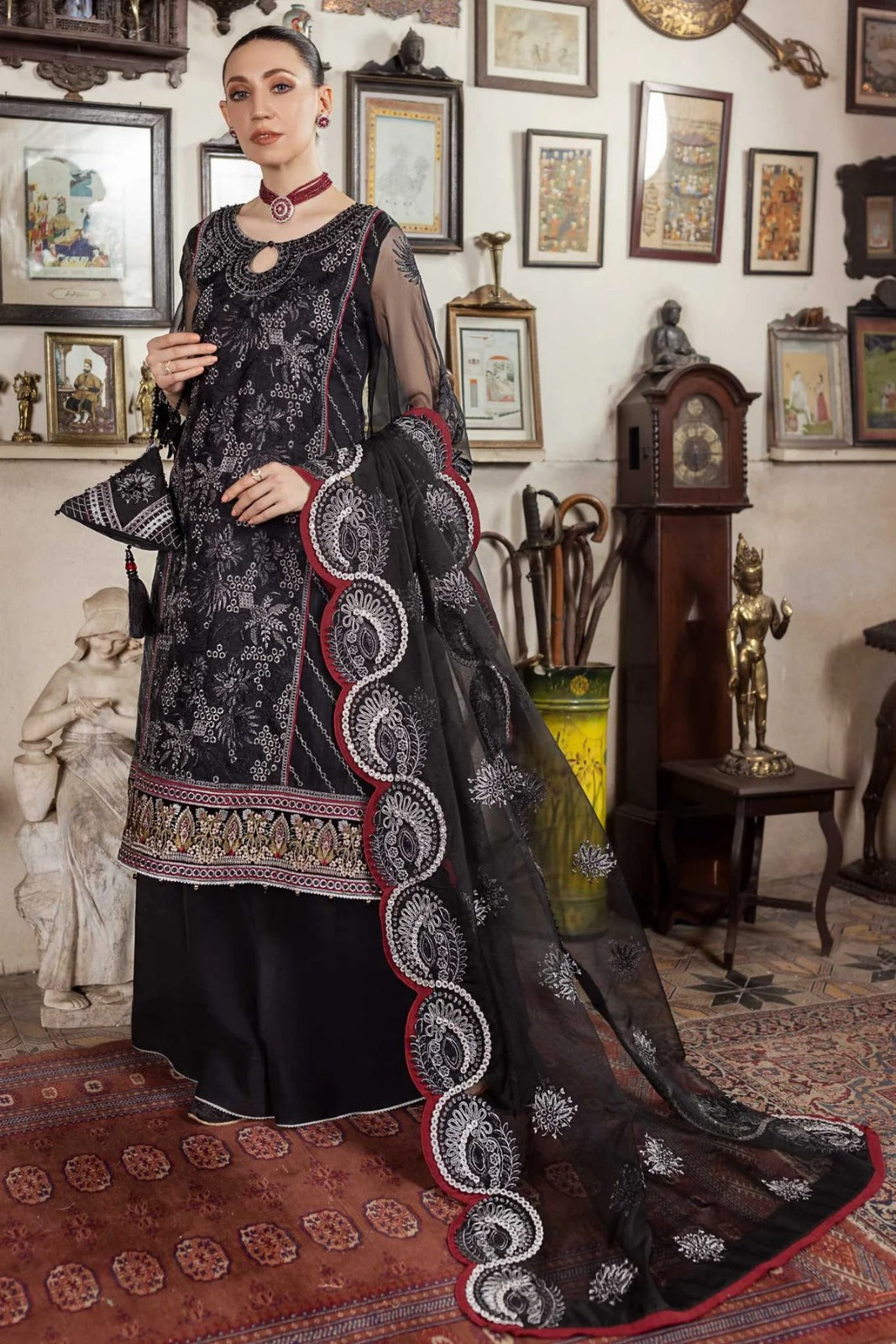 Aanchal D-04 Organza Handwork Wedding Series Black Dress