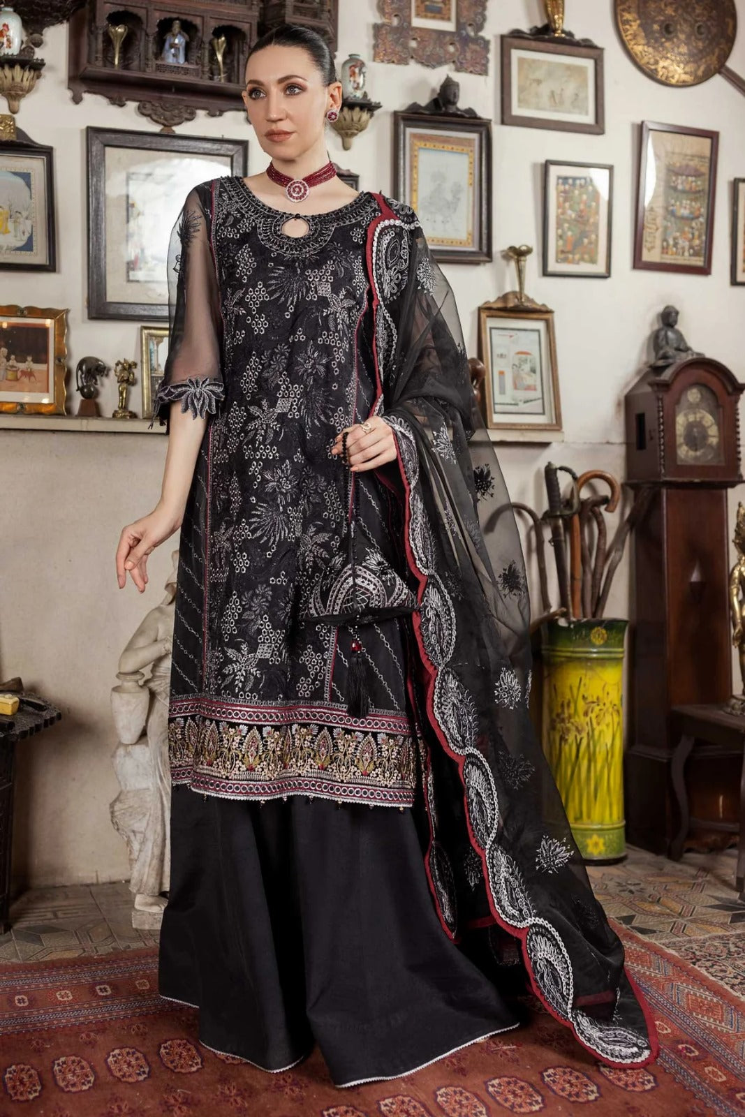 Aanchal D-04 Organza Handwork Wedding Series Black Dress