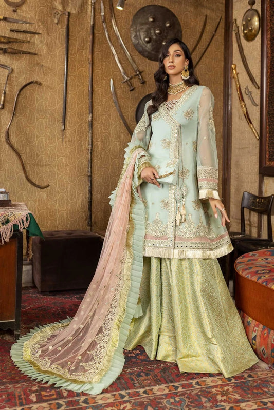 Aanchal D-08 Organza Handwork Wedding Series Ice Green Dress