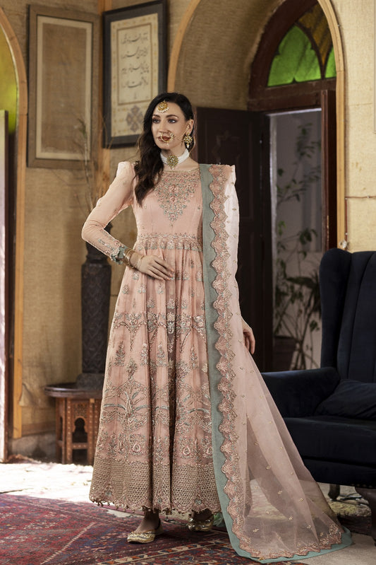 Aanchal D-01 Organza Handwork Wedding Series Peach Dress