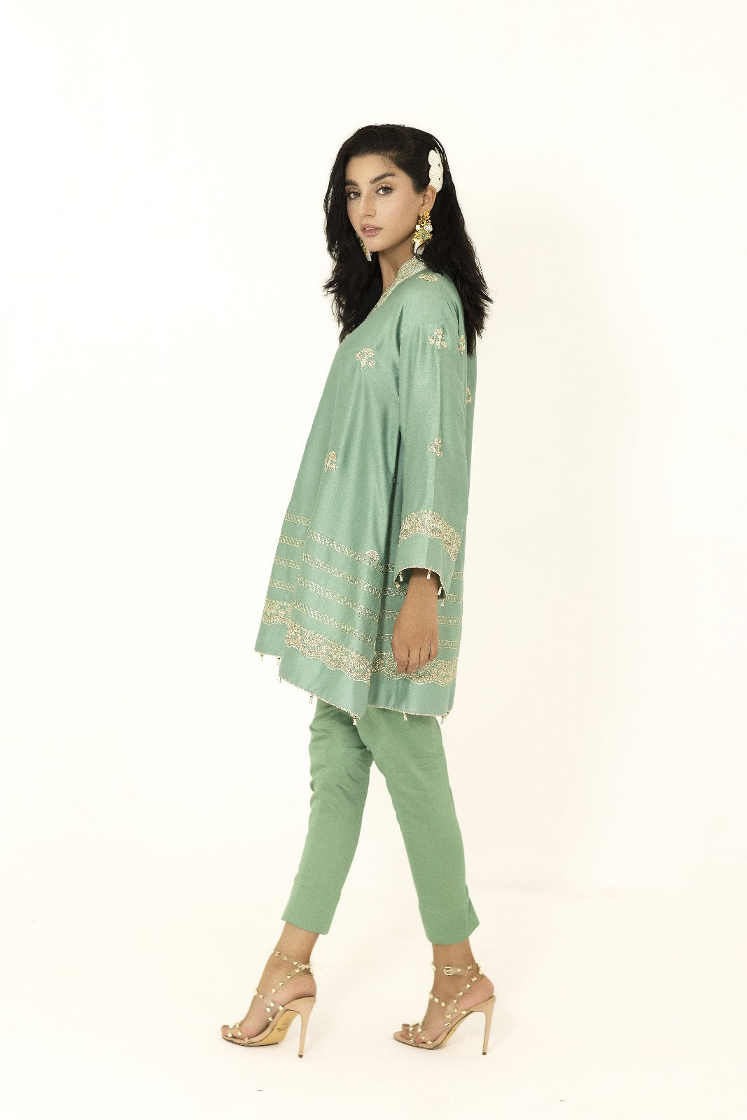 D02 Cotton Satin Pret Light Green (Top Only)