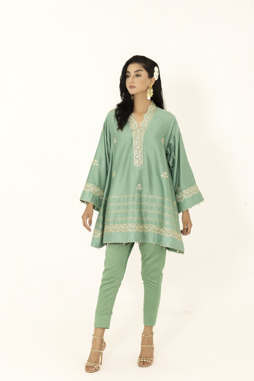 D02 Cotton Satin Pret Light Green (Top Only)