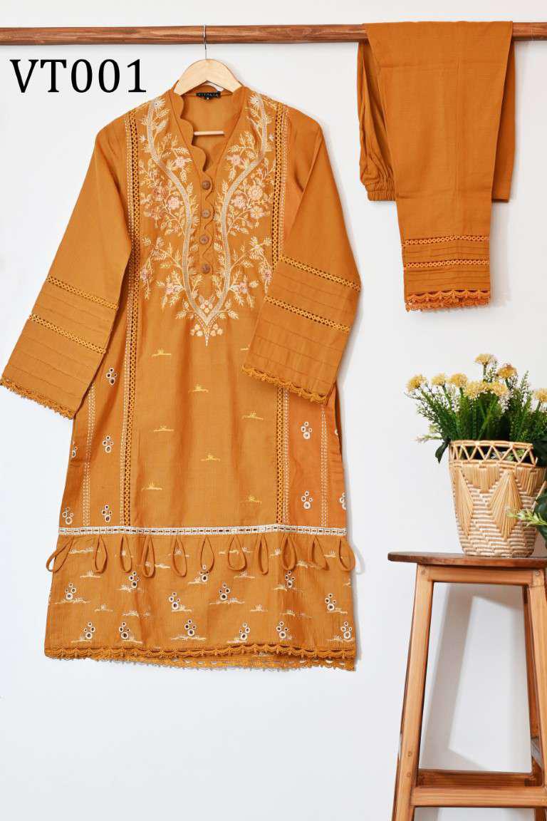 VT001 Embroidered Khaddar Shirt with Embellished Khaddar Trouser.